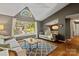 Cozy living room with large windows, vaulted ceilings, and stylish decor with hardwood floors at 7018 Rollingridge Dr, Charlotte, NC 28211