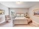 Well-lit bedroom featuring neutral paint, window with blinds, and decorative artwork for a comfortable ambiance at 8070 Clems Branch Rd, Indian Land, SC 29707