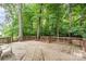 The back deck is spacious and looks out to a yard surrounded by dense woods at 8256 Chatham Oaks Dr, Concord, NC 28027
