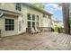 View of the back of the house from the deck, with large windows and a door leading to the backyard at 8256 Chatham Oaks Dr, Concord, NC 28027