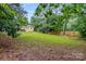 A well-maintained backyard featuring green grass and a wood privacy fence at 105 Stumpy Creek Rd, Mooresville, NC 28117
