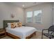 Light-filled bedroom with wood floors, two windows and colorful pillows on the bed at 2011 Hamorton Pl, Charlotte, NC 28205