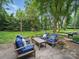 Outdoor patio with comfortable seating, lush greenery, and a serene backyard setting at 2026 Knell Dr, Charlotte, NC 28212