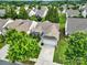 Aerial view of house showing the two-car garage, and landscaped yard in a tree-lined community at 2213 Hartwell Ln # 84, Indian Land, SC 29707