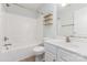 Bright bathroom featuring a shower-tub combo and modern vanity at 230 Dawn Mist Ln, Fort Mill, SC 29708