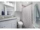 Bathroom featuring a shower and tub combination, granite countertop vanity, and toilet at 2302 Douglas Rd, Lancaster, SC 29720