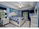 Bright main bedroom with tray ceiling, large windows, and ensuite bathroom at 240 Hillcrest Dr, Harrisburg, NC 28075