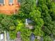 Aerial view displaying a home with mature trees that provide shade and natural beauty to the property at 310 S Spencer Ave, Spencer, NC 28159
