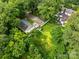 An aerial view of a home featuring a spacious lot and mature trees, offering privacy and natural beauty at 310 S Spencer Ave, Spencer, NC 28159