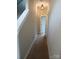 Hallway with gray walls, white trim, carpet, and modern lighting creates an inviting space at 408 N Mcdowell St, Charlotte, NC 28204