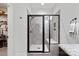Contemporary bathroom with a glass-enclosed shower featuring built-in seating at 5003 Looking Glass Trl, Denver, NC 28037