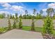 This is a backyard with new sod, landscaping and a concrete patio at 5332 Orchid Bloom Dr, Indian Land, SC 29707