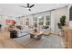 Spacious living room featuring a plush sofa, natural light, and a modern rug at 7101 Short Stirrup Ln, Mint Hill, NC 28227