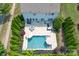 An aerial view of the house, patio, in-ground pool, and the landscaping at 1211 Gold Rush Ct, Fort Mill, SC 29708