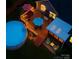 Backyard aerial view featuring a pool, deck, pergola swing, and lush greenery at 1305 Creekview Dr, Gastonia, NC 28052