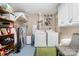 Bright laundry room with storage shelves, modern appliances, and a utility sink at 161 Badin Lake Cir, New London, NC 28127