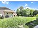 A lovely backyard with a well-manicured lawn, featuring a shed, mature trees, and a peaceful atmosphere at 2210 Winding River Dr, Charlotte, NC 28214