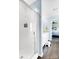 View of the bathroom featuring glass enclosed shower, vanity, and view into adjacent bedroom at 2210 Winding River Dr, Charlotte, NC 28214