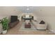 Spacious living room features a pool table, flat screen tv, couch, and recessed lighting at 2315 Winthrop Ave, Charlotte, NC 28203