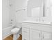 Bathroom with white vanity, subway tile shower, and modern fixtures offers style and function at 3916 Hager Dr, Charlotte, NC 28208