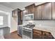 A modern kitchen boasts stainless steel appliances, granite countertops, and rich wood cabinetry at 4051 Whittier Ln, Fort Mill, SC 29708