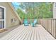This deck has two blue chairs and a view of mature trees and a blue sky at 832 Kemp Rd, Mooresville, NC 28117
