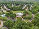 Aerial view of community pool, clubhouse, playground, tennis court, parking and green space surrounded by trees at 8921 Whittingham Dr, Waxhaw, NC 28173