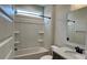 Clean bathroom with tub-shower combination, single vanity, and modern fixtures at 113 Tonbridge Way # Haf0031, Mooresville, NC 28115