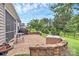 Outdoor patio with stone surround, perfect for grilling and entertaining with a view of the spacious, fenced backyard at 12014 Belmont Mansion Dr, Charlotte, NC 28273