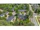 An aerial view of townhomes with a mixture of mature trees and manicured lawns creating a serene atmosphere at 15432 Coventry Court Ln, Charlotte, NC 28277