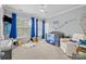 Bedroom with blue accents, crib, and large windows at 15432 Coventry Court Ln, Charlotte, NC 28277