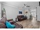 Spacious living room has great natural light and modern laminate flooring at 15432 Coventry Court Ln, Charlotte, NC 28277