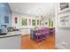 Stylish kitchen with hardwood floors, large island, and colorful lighting at 1801 E 8Th St, Charlotte, NC 28204
