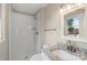 Bathroom features a tiled shower, granite vanity, and modern fixtures at 2666 Providence Dr, Gastonia, NC 28052