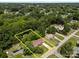 Overhead shot showcasing the home's placement within a lush, established neighborhood at 303 Jean Ave, Kannapolis, NC 28083