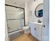 Stylish bathroom with a walk-in shower and a modern vanity at 3416 Yarmouth Ln, Gastonia, NC 28056
