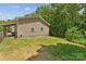 Backyard featuring a well-maintained lawn, mature trees, and a partially fenced area providing privacy at 364 Luther Dr, Iron Station, NC 28080