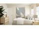 Relaxing bedroom with a neatly arranged bed, accompanied by a contemporary painting and a natural wood dresser at 4247 Skyboat Cir, Fort Mill, SC 29715