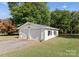 Spacious two-car detached garage with white siding and a concrete driveway, perfect for storage or workshop at 5170 Woodleaf Rd, Salisbury, NC 28147