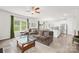Bright living room showcases an open layout connecting to the kitchen and dining area at 5204 Belstone Ln, Charlotte, NC 28215