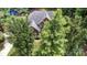 Aerial perspective of a house surrounded by a canopy of mature trees, providing ample shade and privacy at 6419 Antioch Ct, Matthews, NC 28104