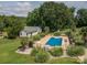 This home includes a private fenced in-ground pool surrounded by lush landscaping and ample patio space at 7660 Bud Davis Rd, Vale, NC 28168