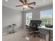 Bedroom featuring neutral walls, ceiling fan, carpet flooring, and natural light from two windows at 809 Ayrshire Ave, Fort Mill, SC 29708