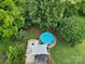 An aerial shot highlights the pool and deck area, as well as the firepit and benches at 842 Cherry S Rd, Rock Hill, SC 29732
