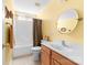 Bright bathroom featuring a neutral color scheme, vanity and a shower-tub combination at 1107 Rachel Anne Dr, Belmont, NC 28012