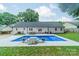 Beautiful backyard with a covered pool, patio, and lush green lawn at 1121 S Wendover Rd, Charlotte, NC 28211