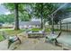 Inviting backyard featuring a fire pit and plenty of room for lounging under the trees at 1121 S Wendover Rd, Charlotte, NC 28211