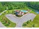 An aerial view of the clubhouse, pool, parking lot and playground at 1155 Rudder Cir, Salisbury, NC 28146