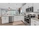 Bright kitchen with white cabinets, stainless appliances, granite countertops, and backsplash at 1155 Rudder Cir, Salisbury, NC 28146