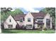 Illustration of an elegant two-story home with a landscaped yard and architectural details at 1200 Andover Rd, Charlotte, NC 28211